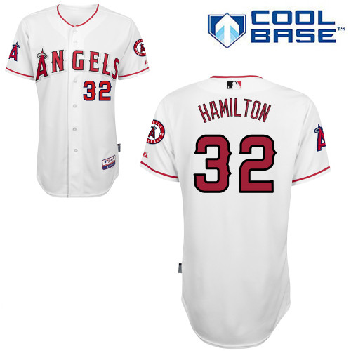 Josh Hamilton #32 MLB Jersey-Los Angeles Angels of Anaheim Men's Authentic Home White Cool Base Baseball Jersey